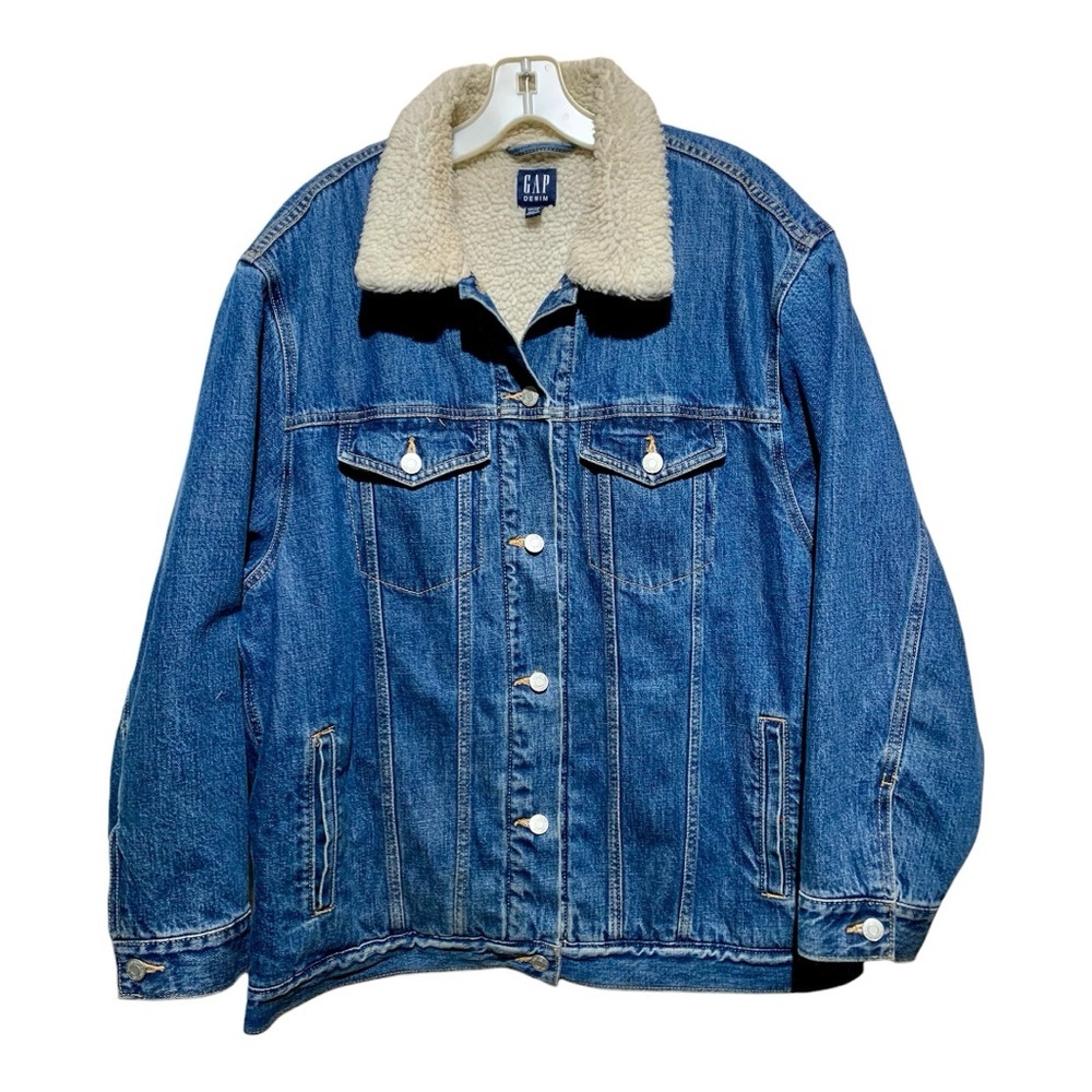 Men’s GAP Icon Denim Trucker Jacket With Sherpa Lining Sz Medium